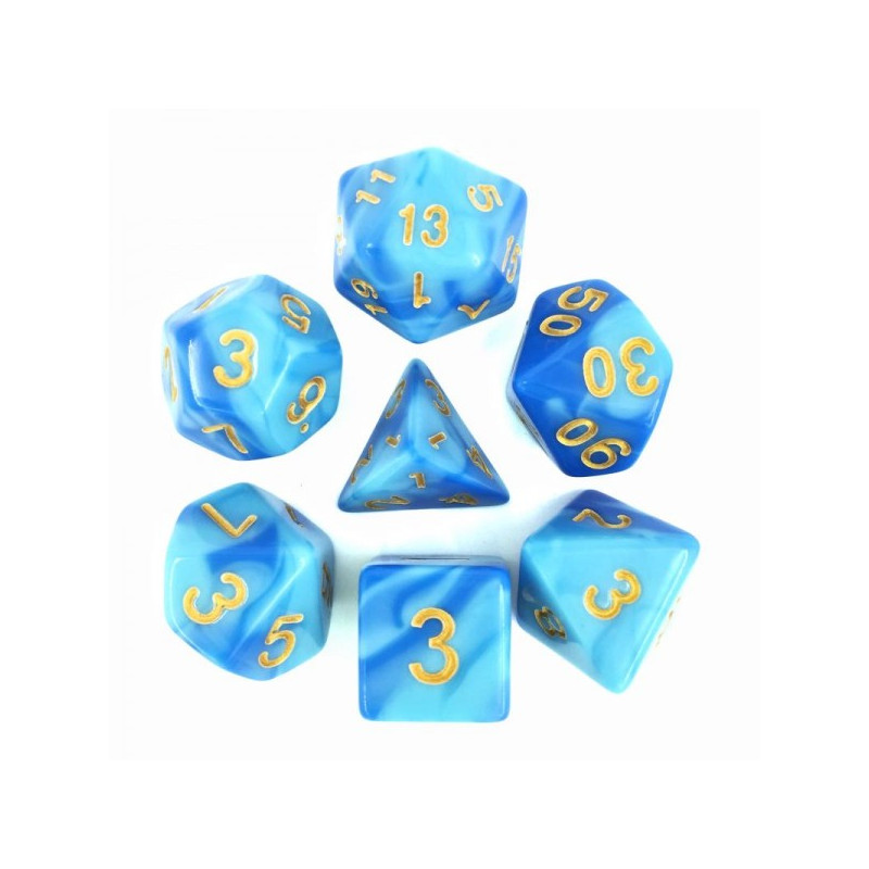 Dé Set de 7 Dés Originaux - Fusion Bleu Ciel et Bleu