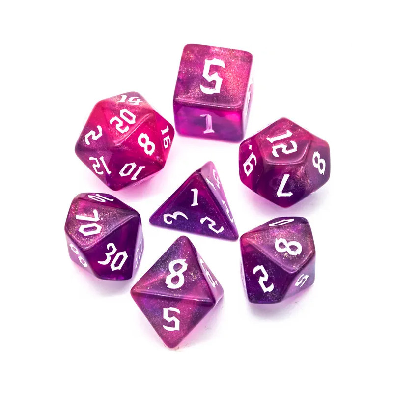 De Set de 7 Dés Originaux - Rose Paillettes