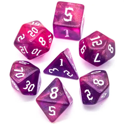 De Set de 7 Dés Originaux - Rose Paillettes