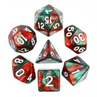 Dé Set de 7 Dés Originaux - Fusion Vert et Rouge