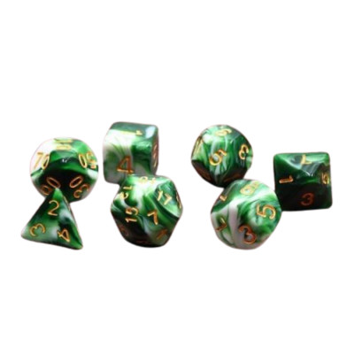 Dé Set de 7 Dés Originaux - Emerald White Jade