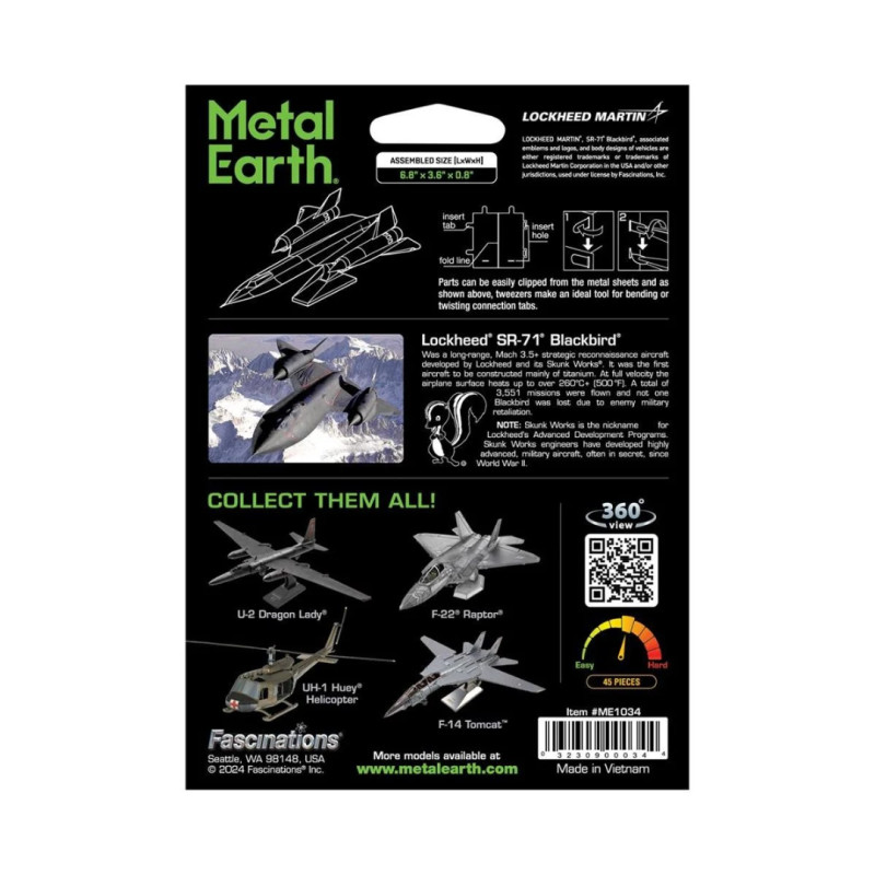 Metal Earth Lockheed SR-71 Blackbird Coloré