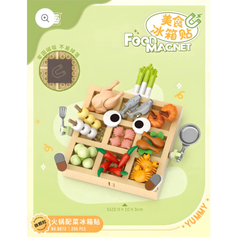 Mini Block - Magnet Ingrédients pour Fondue (Hot pot Ingredients Food 8873)