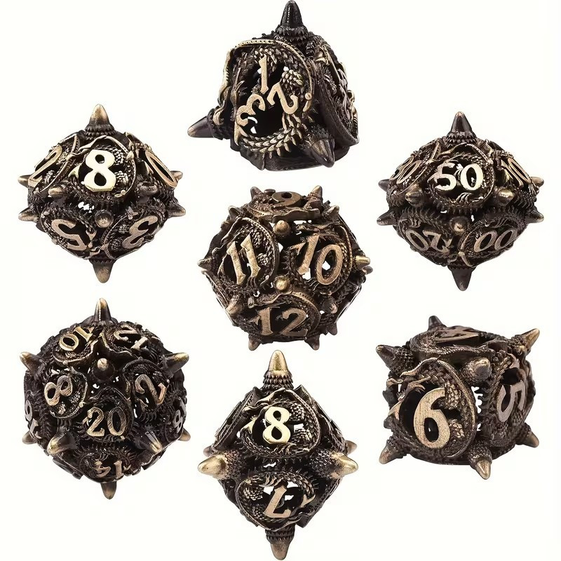De Set de 7 Dés Métal - Dragon Mine - Bronze