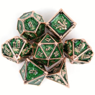 Dé Set de 7 Dés Métal - Chaos Cuivre et Vert