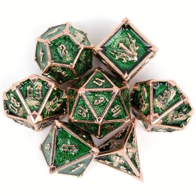 Dé Set de 7 Dés Métal - Chaos Cuivre et Vert