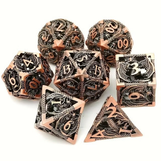 Dé Set de 7 Dés Métal Creux - Dragon Cuivre