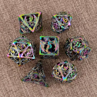 Dé Set de 7 Dés Métal Creux - Dragon Etincelant