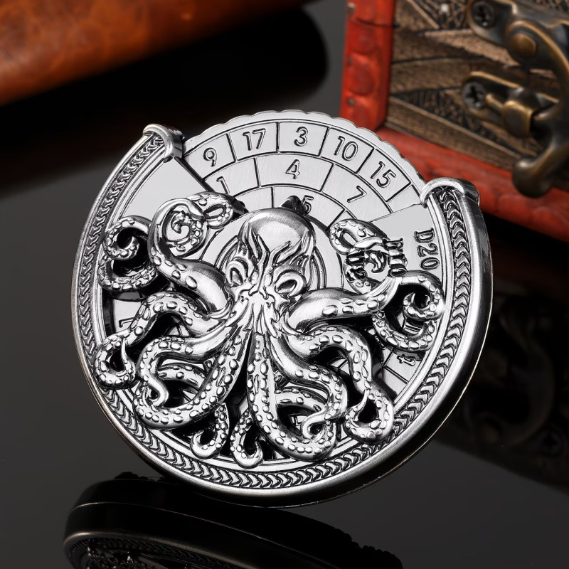 Dé Métal Spinner Cthulhu Argent