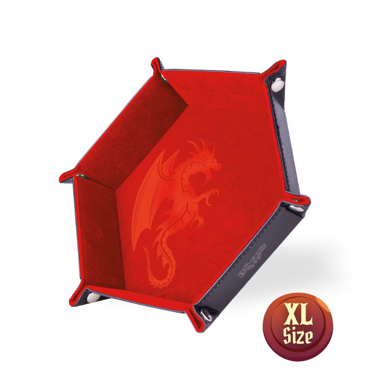 Piste de Dés Cuir et Velours XL - Dragon (Rouge)