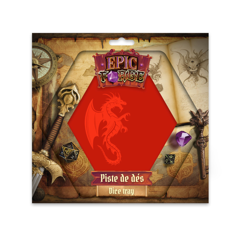 Piste de Dés Cuir et Velours XL - Dragon (Rouge)