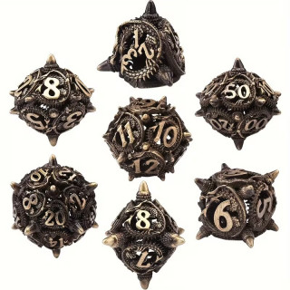 De Set de 7 Dés Métal - Dragon Mine Noir et Or