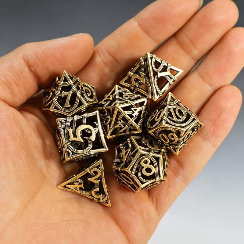 De Set de 7 Dés Métal Creux - Lianes Bronze