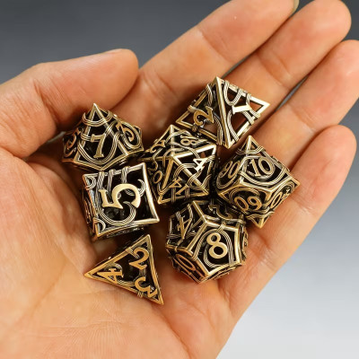 De Set de 7 Dés Métal Creux - Lianes Bronze