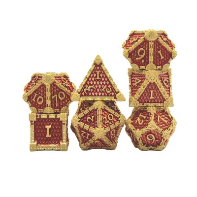 De Set de 7 Dés Métal Ecaille Enchaînée - Rouge et Or