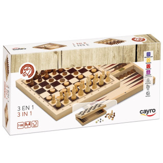 Echecs Coffret 3 en 1 - Echecs Dames et Backgammon Pliable Cayro
