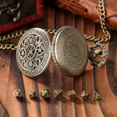 De Set 7 Dés Mini Métal et Gousset Steampunk Gear