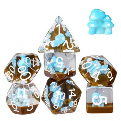Dé Set de 7 Dés - Résine Gamme Insert Champignons Bleus