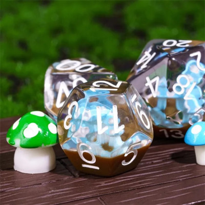 Dé Set de 7 Dés - Résine Gamme Insert Champignons Bleus