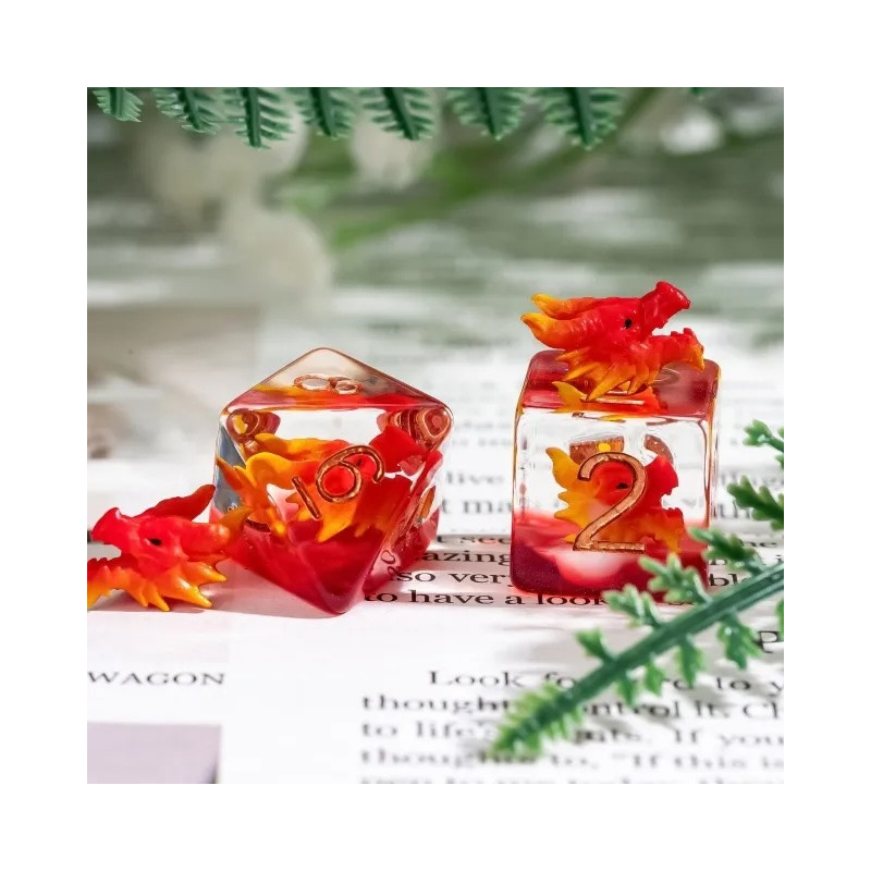 Dé Set de 7 Dés - Résine Gamme Insert Tête de dragon